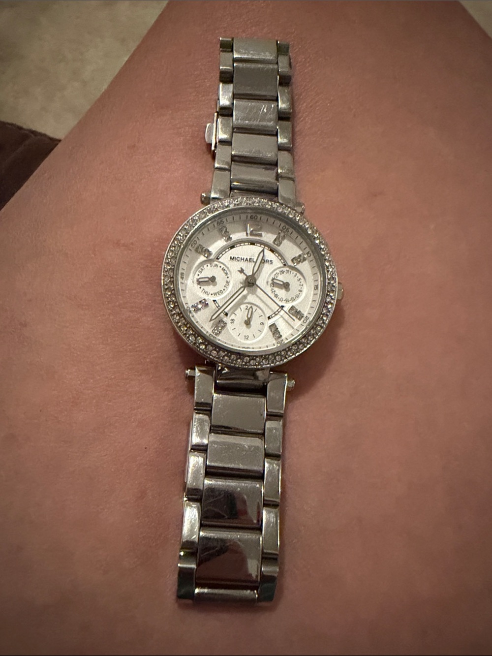 Michael Kors Silver Crystal-Accent Stainless Steel Women's Watch